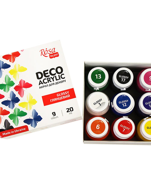 Load image into Gallery viewer, Glossy Acrylic paint for decor set, 9*20ml ROSA TALENT by Wise Elk

