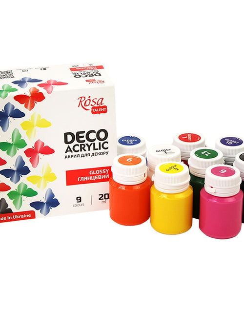 Load image into Gallery viewer, Glossy Acrylic paint for decor set, 9*20ml ROSA TALENT by Wise Elk
