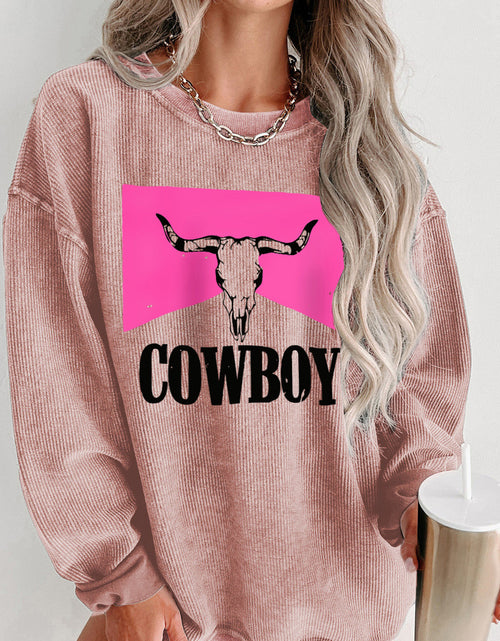 Load image into Gallery viewer, COWBOY Graphic Round Neck Sweatshirt
