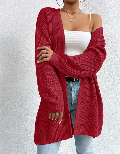 Load image into Gallery viewer, Open Front Dropped Shoulder Slit Cardigan
