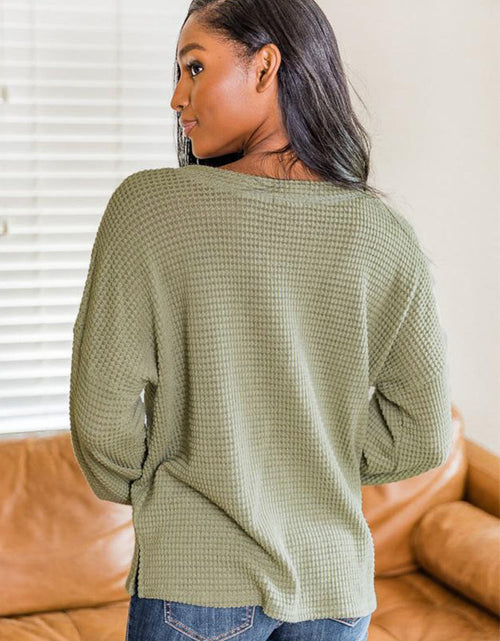 Load image into Gallery viewer, Slit Waffle Knit Long Sleeve T-Shirt
