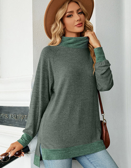Load image into Gallery viewer, Slit Mock Neck Long Sleeve T-Shirt
