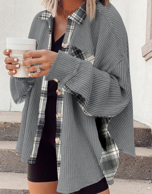 Load image into Gallery viewer, Plaid Button Down Collared Jacket
