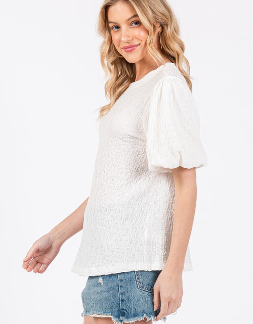 Load image into Gallery viewer, Ces Femme Textured Puff Sleeve Top
