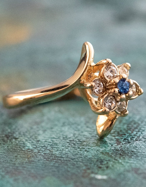 Load image into Gallery viewer, Vintage 1970's Amethyst Crystal and Genuine Pinfire Opal Ring 18kt Yellow Gold Electroplated Ring by PVD Vintage Jewelry
