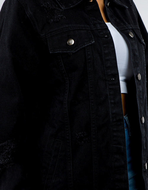 Load image into Gallery viewer, American Bazi Full Size Button Up Distressed Denim Jacket
