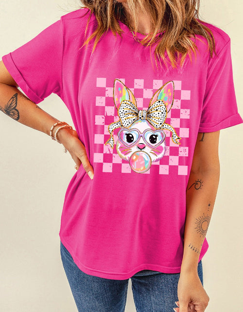 Load image into Gallery viewer, Rabbit Graphic Round Neck Short Sleeve T-Shirt

