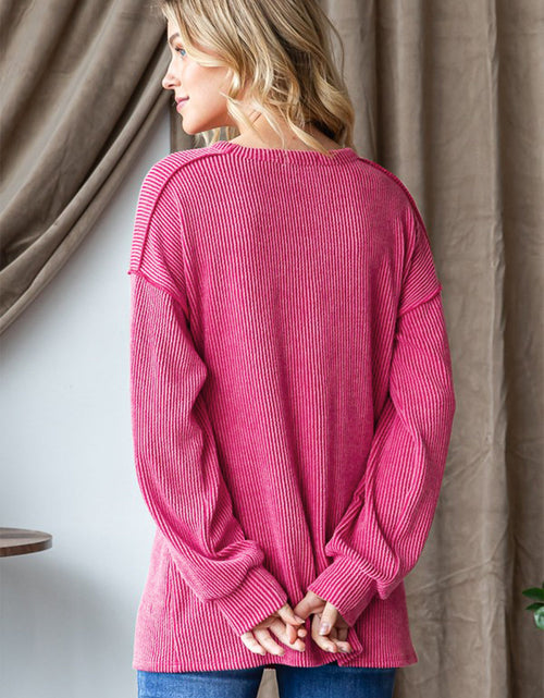 Load image into Gallery viewer, Heimish Ribbed Exposed Seam Long Sleeve T-Shirt
