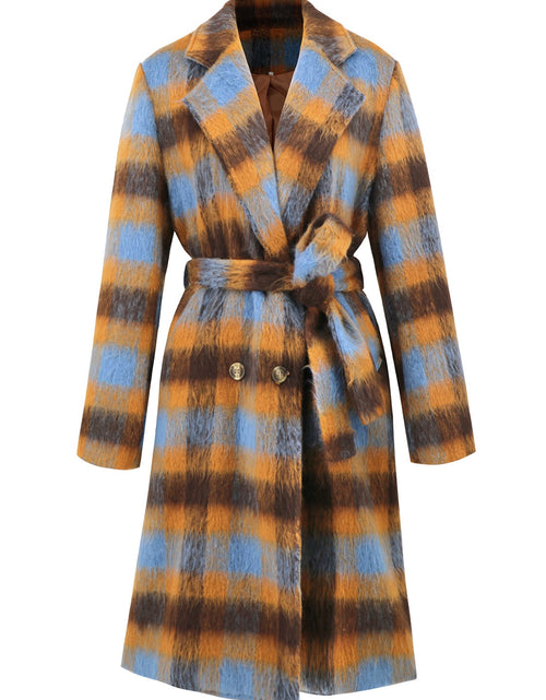 Load image into Gallery viewer, Tied Plaid Collared Neck Coat
