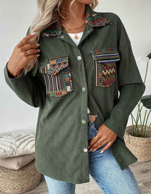 Load image into Gallery viewer, Snap Down Long Sleeve Jacket with Chest Pockets

