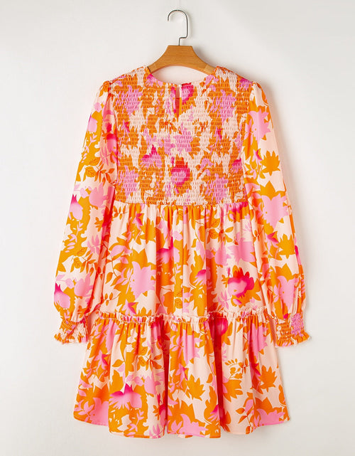 Load image into Gallery viewer, Frill Printed Long Sleeve Mini Dress
