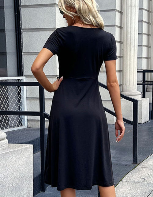 Load image into Gallery viewer, Perfee Buttoned Short Sleeve Slit Dress
