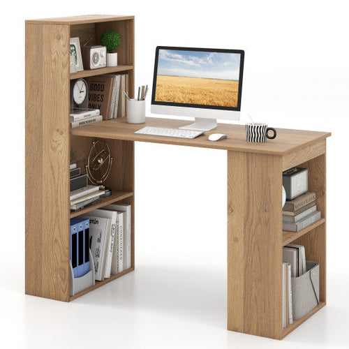 Load image into Gallery viewer, 48 Inch Computer Desk with 4-Tier Bookcase and CPU Stand-Natural

