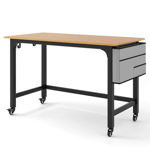 Load image into Gallery viewer, 48 Inch Rolling Computer Desk with Heavy-duty Metal Frame for Home and Office-Natural
