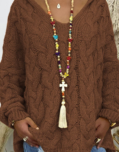 Load image into Gallery viewer, Cable-Knit Hooded Sweater
