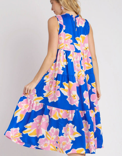Load image into Gallery viewer, Umgee Full Size Floral Tiered Midi Tank Dress Plus Size
