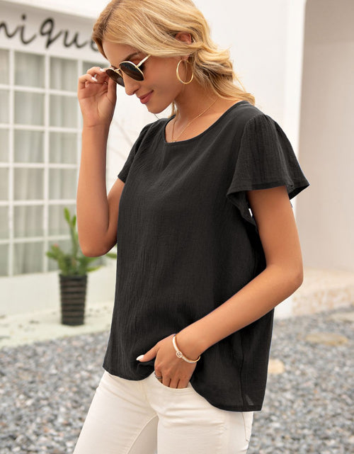 Load image into Gallery viewer, Ivy Lane Round Neck Cutout Tie Back Top
