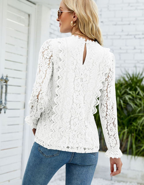 Load image into Gallery viewer, V-Neck Flounce Sleeve Lace Top
