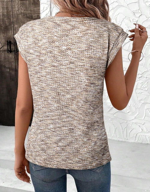 Load image into Gallery viewer, Heathered Round Neck Cap Sleeve T-Shirt
