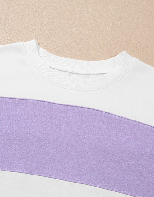Load image into Gallery viewer, Color Block Round Neck Long Sleeve Sweatshirt
