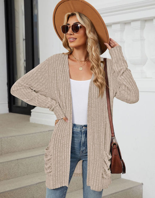 Load image into Gallery viewer, Pocketed Open Front Long Sleeve Cardigan
