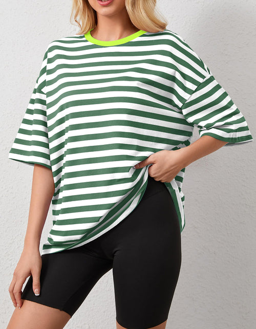 Load image into Gallery viewer, Striped Round Neck Half Sleeve T-Shirt
