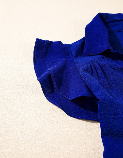 Load image into Gallery viewer, Ruffled Short Sleeve Collared V Neck Tiered Midi Dress
