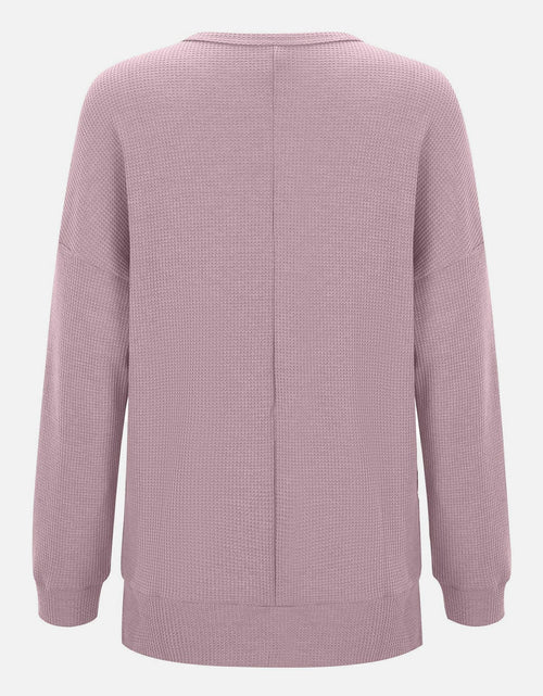 Load image into Gallery viewer, Side Slit Round Neck Long Sleeve T-Shirt
