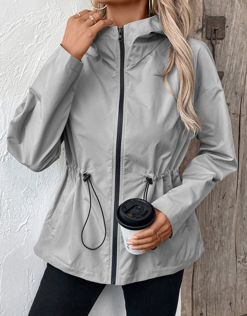 Load image into Gallery viewer, Ivy Lane Drawstring Zip Up Hooded Jacket
