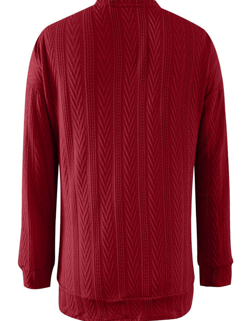 Load image into Gallery viewer, Full Size Textured Open Front Long Sleeve Cardigan
