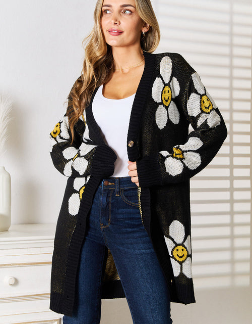 Load image into Gallery viewer, Perfee Floral Button Down Longline Cardigan
