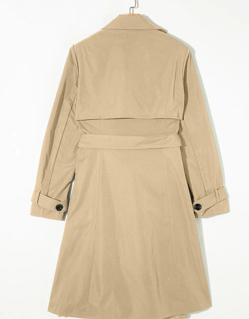 Load image into Gallery viewer, Collared Neck Tie Waist Buttoned Long Sleeve Trench Coat

