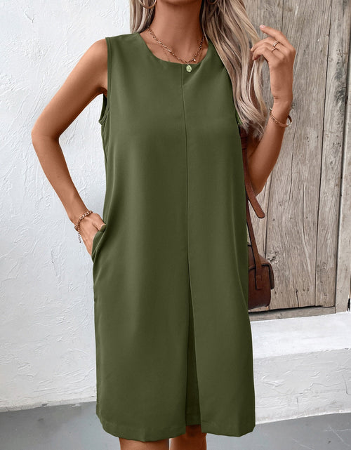 Load image into Gallery viewer, Ivy Lane Pocketed Round Neck Sleeveless Mini Dress
