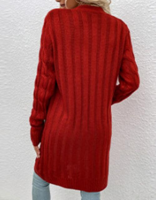 Load image into Gallery viewer, Cable-Knit Button Down Cardigan with Pockets
