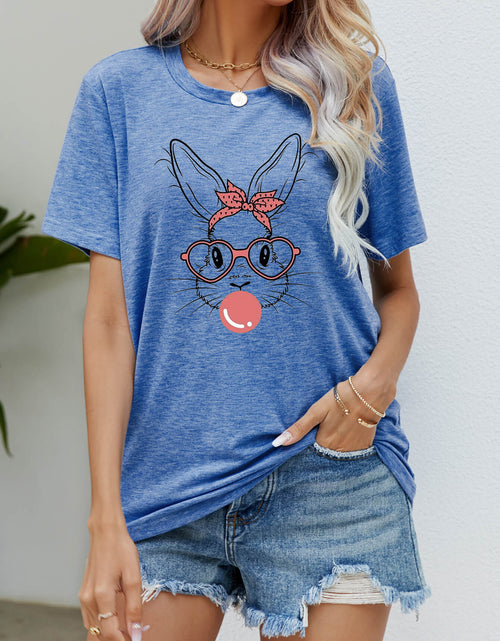 Load image into Gallery viewer, Easter Bunny Graphic Round Neck T-Shirt

