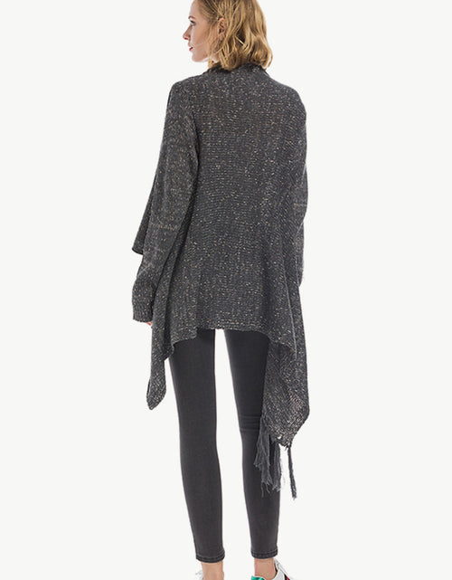 Load image into Gallery viewer, Angel Wings One-Button Tassel Tie Asymmetrical Hem Cardigan
