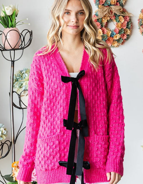 Load image into Gallery viewer, First Love Tie Closure Open Knit Cardigan
