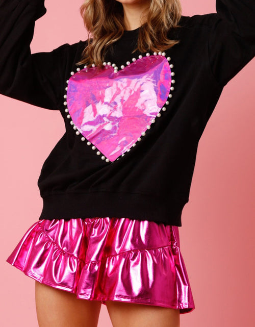 Load image into Gallery viewer, Pearl Trim Round Neck Sweatshirt
