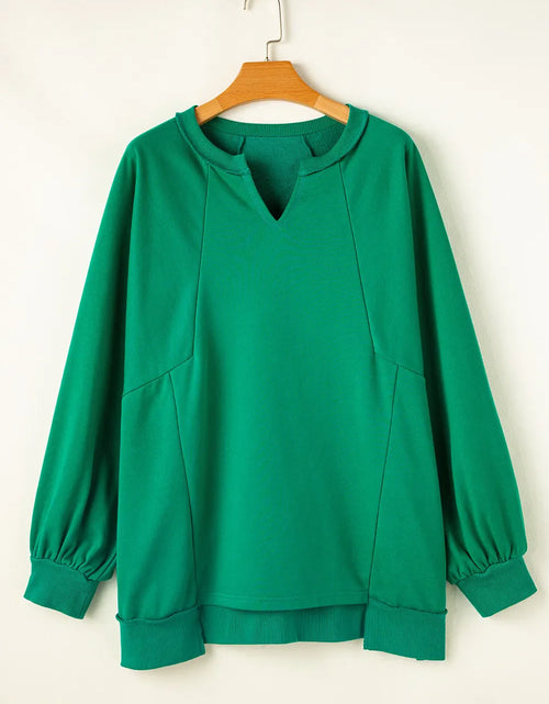 Load image into Gallery viewer, Plus Size Cutout Hem Notched Long Sleeve Sweatshirt
