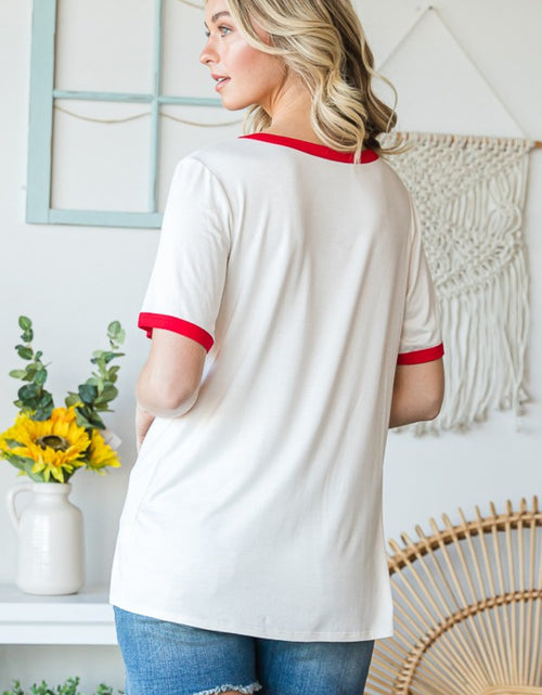 Load image into Gallery viewer, Heimish Full Size USA Contrast Trim Short Sleeve T-Shirt
