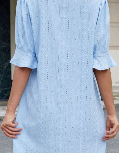Load image into Gallery viewer, Eyelet Flounce Sleeve Mini Dress
