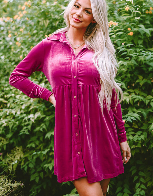 Load image into Gallery viewer, Lennon Long Sleeve Ruffle Velvet Dress by Poppy Lee Lane

