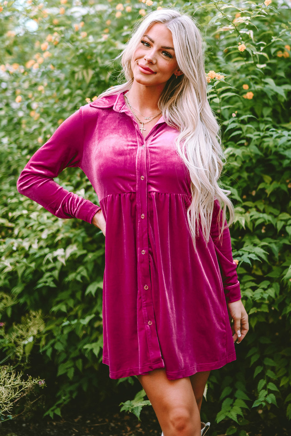 Lennon Long Sleeve Ruffle Velvet Dress by Poppy Lee Lane