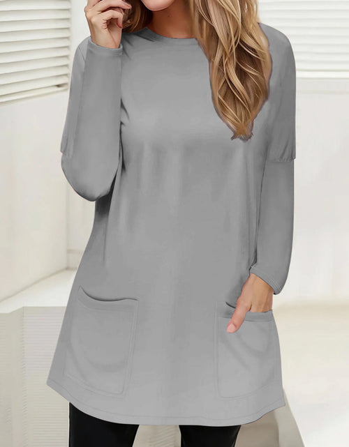 Load image into Gallery viewer, Full Size Pocketed Round Neck Long Sleeve T-Shirt
