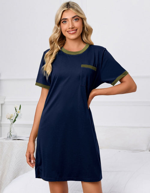 Load image into Gallery viewer, Contrast Trim Round Neck Mini Dress
