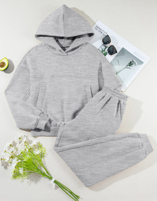 Load image into Gallery viewer, Dropped Shoulder Long Sleeve Hoodie and Pants Active Set
