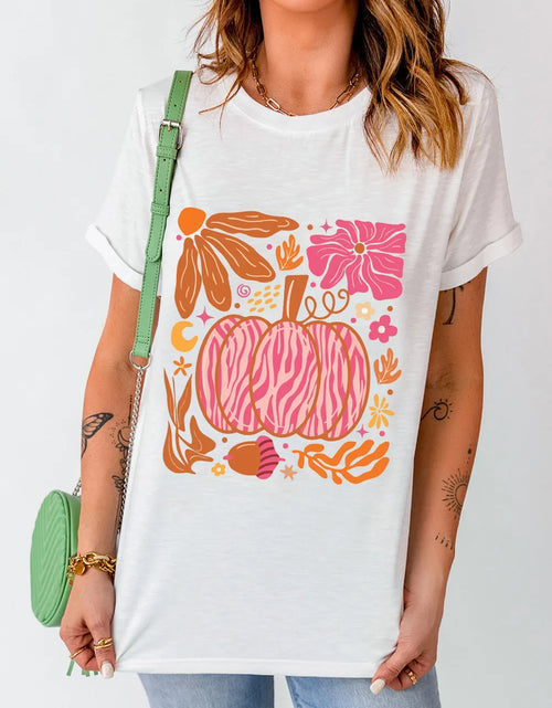 Load image into Gallery viewer, Graphic Round Neck Short Sleeve T-Shirt
