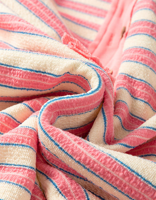 Load image into Gallery viewer, Striped Johnny Collar Long Sleeve Sweatshirt
