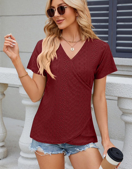 Load image into Gallery viewer, Eyelet Surplice Short Sleeve T-Shirt
