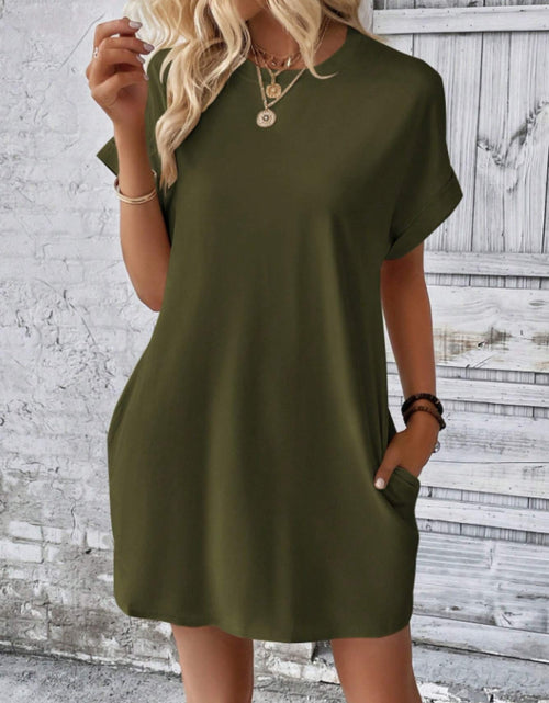 Load image into Gallery viewer, Short Sleeve Mini Tee Dress with Pockets
